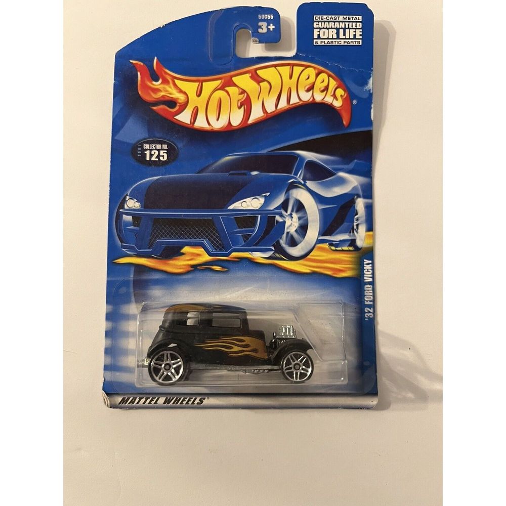 Hot Wheels 2001 Collector #125 '32 Ford Vicky Black Flames Tampo Mattel Hot Rod